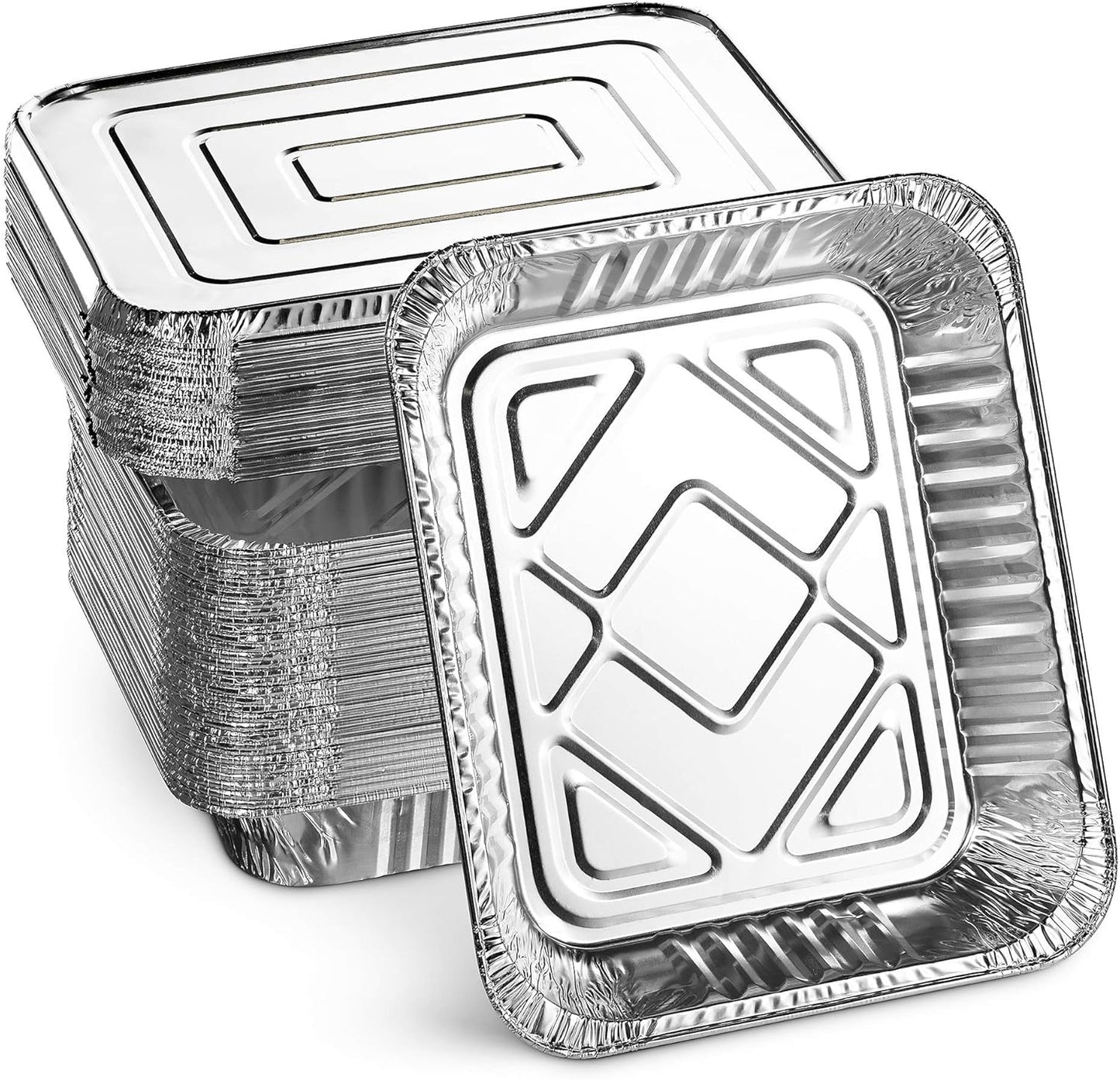 MontoPack Half-Size Aluminium Foil Lids | [100 Pack] Perfect Fit for 9x13 Roasting Pans | Premium Quality for Baking & Catering | Disposable Food Prep Containers Lids