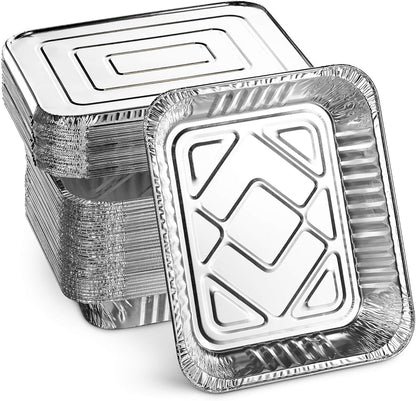 MontoPack Half-Size Aluminium Foil Lids | [100 Pack] Perfect Fit for 9x13 Roasting Pans | Premium Quality for Baking & Catering | Disposable Food Prep Containers Lids