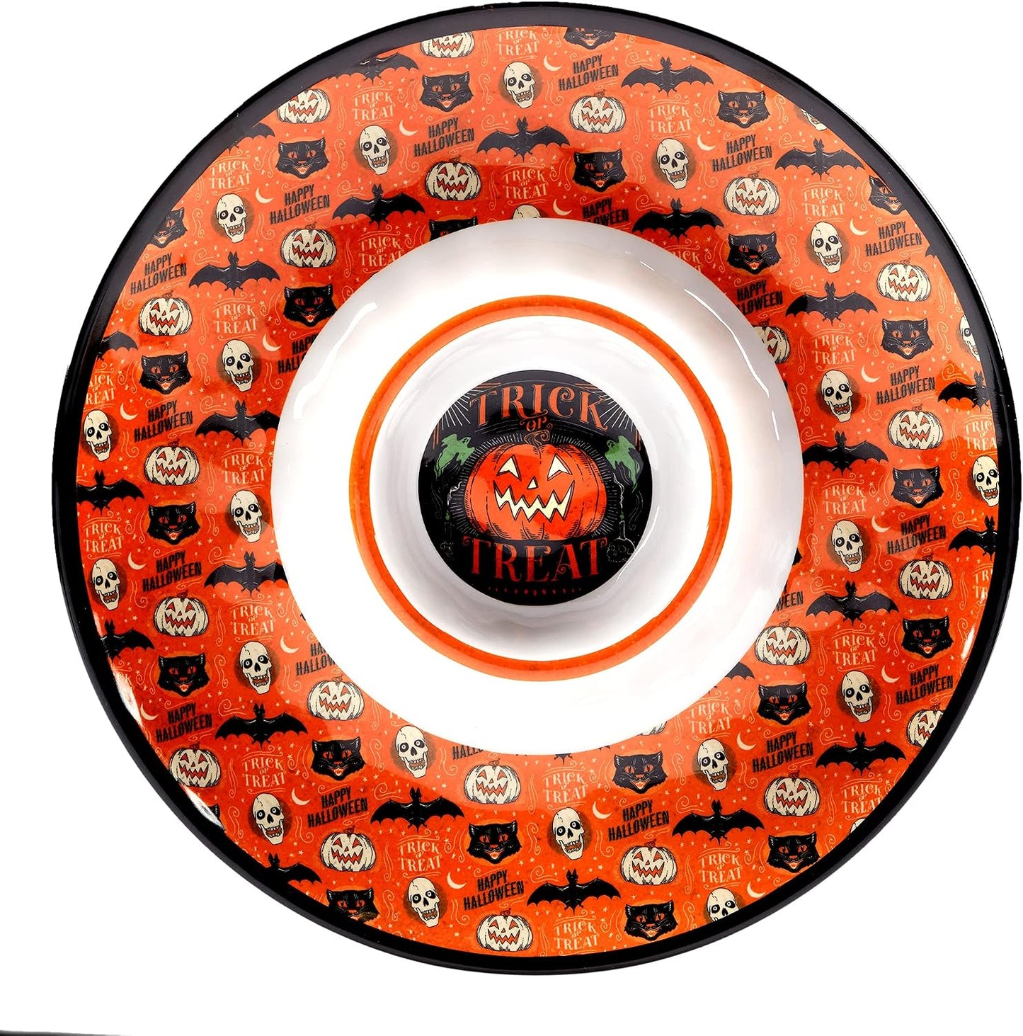 Certified International Scaredy Cat 3 pc. Melamine Hostess Serving Set, Multicolor, Large
