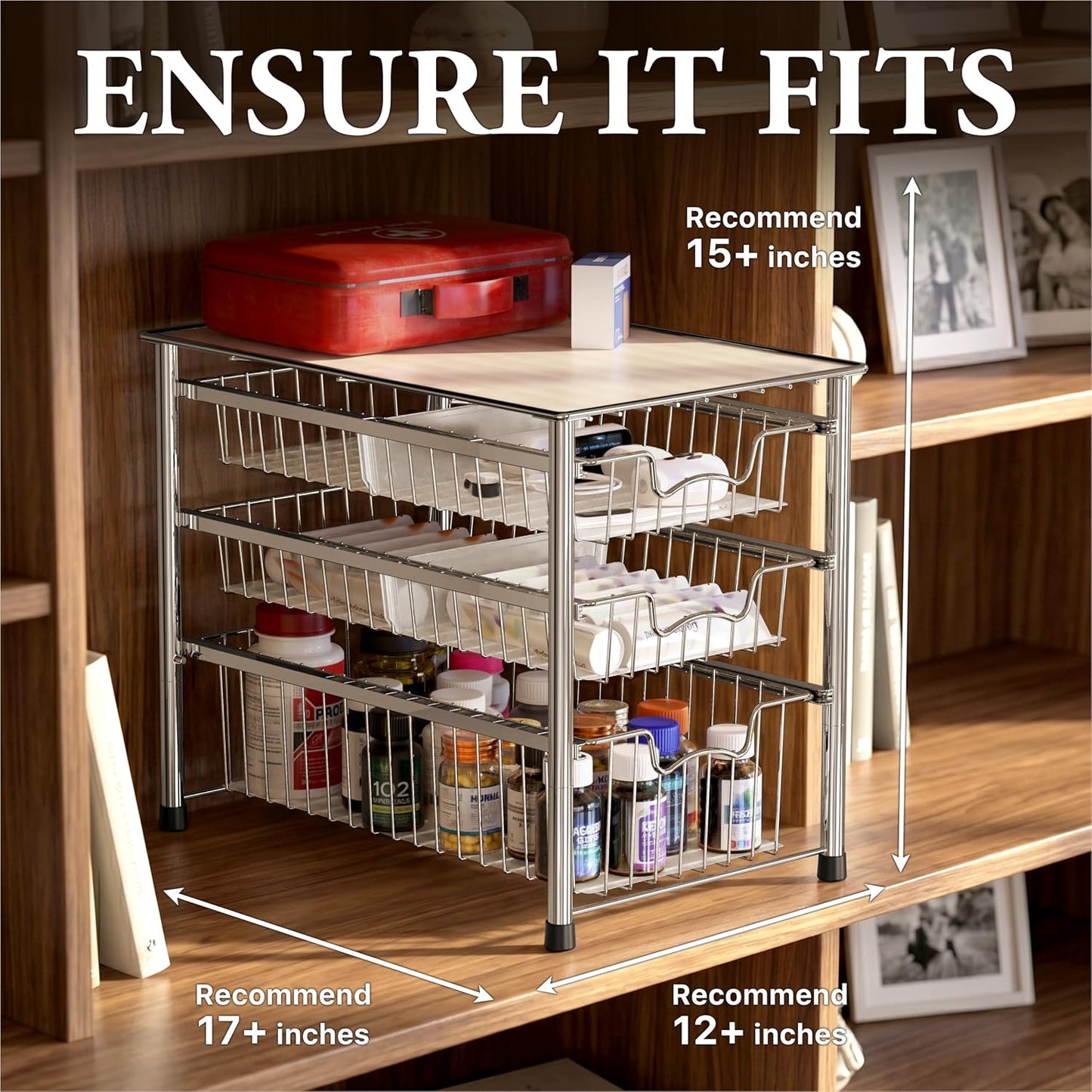 Simple Houseware Stackable Basket Drawer, Chrome