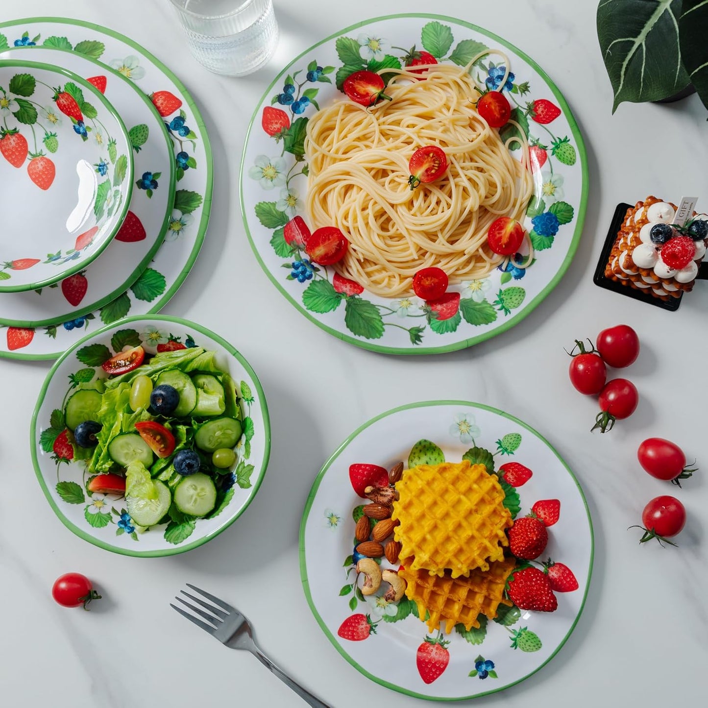 LEHAHA Coastal Chip and Dip Serving platter Set, Set of 3, Melamine Bowl and Tray Gift Set,Serving Dishes for Entertaining, Small Serving Bowls for Side Dishes, Salsa, Appetizers, Condiments.
