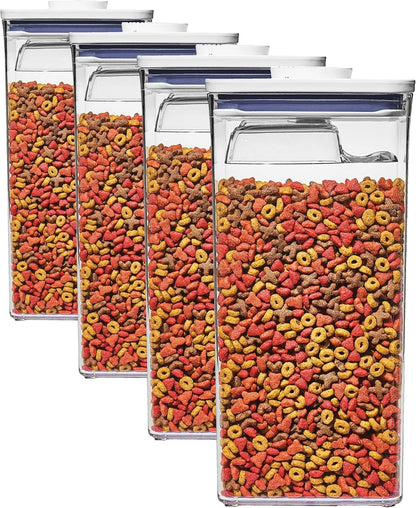 OXO Good Grips Pet POP Container – 6.0 Qt/5.7 L with Half Scoop, Ideal for up to 6.5lbs of Dog Food or 4.5lbs of Cat Food, Airtight Dog and Cat Food Storage Container, BPA Free, Clear