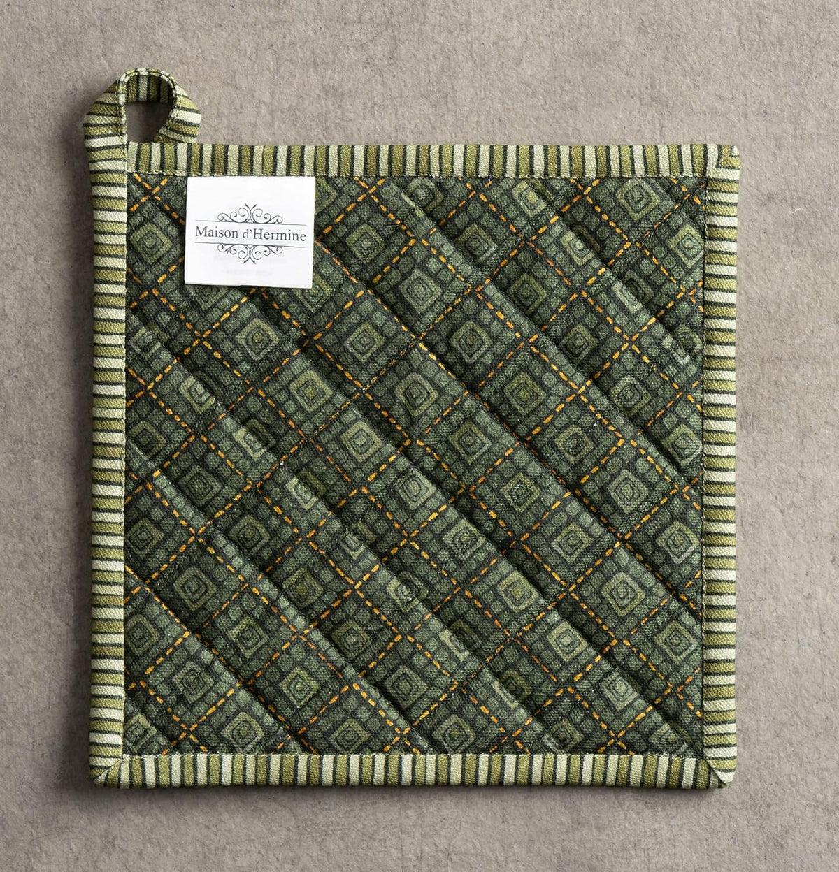 Maison d' Hermine 100% Cotton Oven Mitt & Pot Holder Set (7.5"x13" & 8"x8") - Colors C