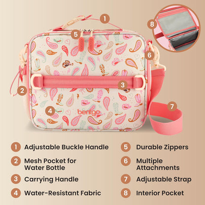 Bentgo Kids Lunch Bag - Durable, Double-Insulated Lunch Bag for Kids 3+; Holds Lunch Box, Water Bottle, & Snacks; Easy-Clean Water-Resistant Fabric & Multiple Zippered Pockets (Mermaid)