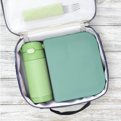 PrimaStella Unbreakable Silicone Lunch Box for Kids and Adults - Divided Leak Proof Bento Box (Slate Blue)