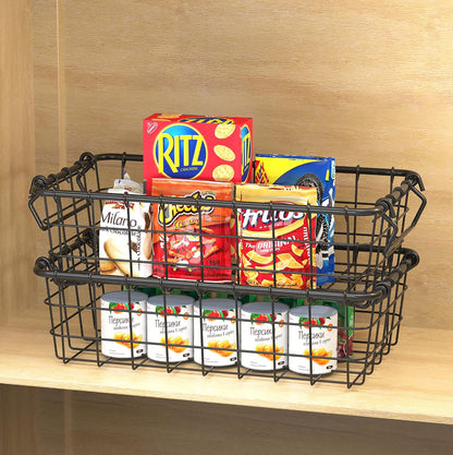 Simple Houseware 2 Pack Stackable Single Wire Basket, (11.5 x 15 x 7.5 in)