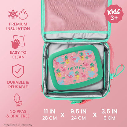 Bentgo Kids Lunch Bag - Durable, Double-Insulated Lunch Bag for Kids 3+; Holds Lunch Box, Water Bottle, & Snacks; Easy-Clean Water-Resistant Fabric & Multiple Zippered Pockets (Mermaid)