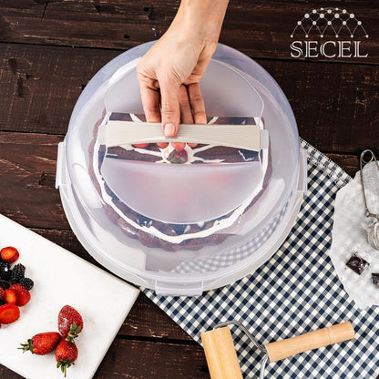 2 Pcs - 13 Inch Cake Carrier With Lid And Handle Round Container Aesthetic Home Kitchen Decorating Bpa Free Storage Containers Plastic Box for Transport Cheesecake Donut Cupcake Pies (Double)