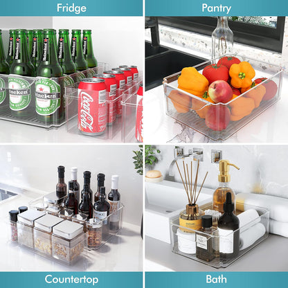 Set Of 7 Stackable Refrigerator Organizer with Lids, Fridge Organization and Storage Clear Containers, BPA-Free Plastic Pantry Bins for Fruits, Vegetable, Food, Drinks