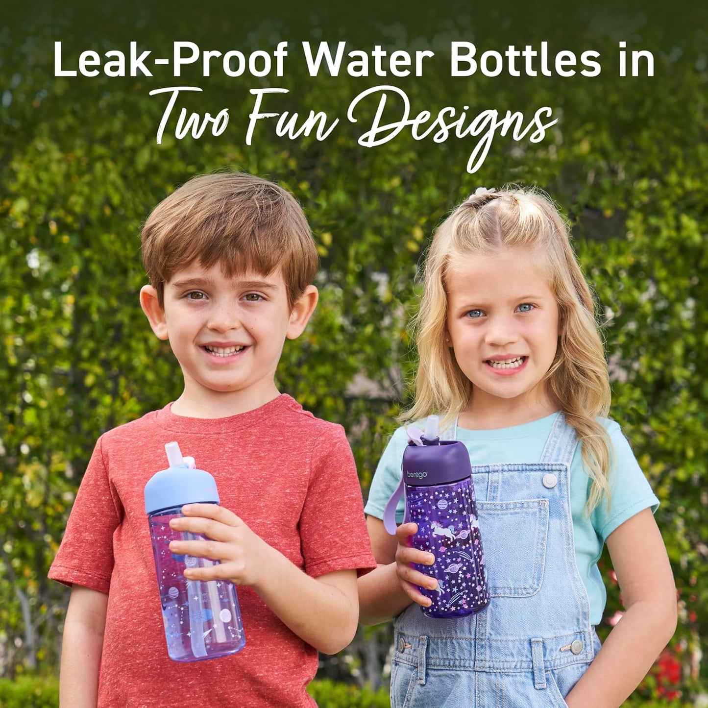 Bentgo Kids Water Bottle - Leak-Proof, Durable Tritan PFAS- & BPA-Free 15 fl oz, Kids/Toddlers Ages 3+ for School & Sports; Bite & Sip Spout, Carrying Handle, Dishwasher Safe (Unicorn)