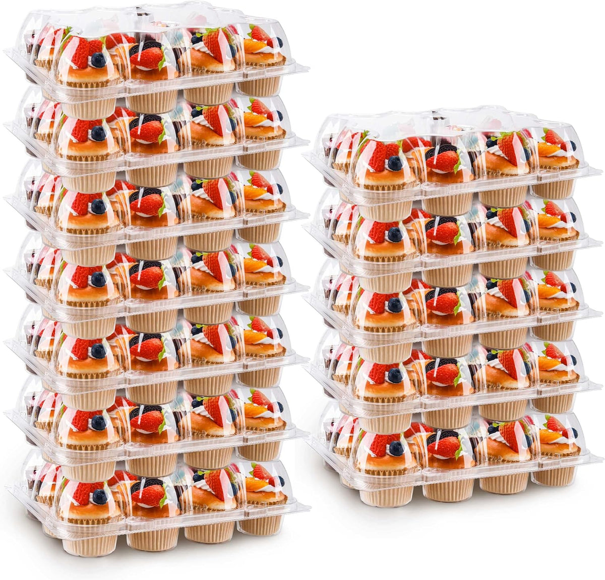 NPLUX 12 Count Cupcake Containers 12 Pack Clear Plastic Cupcake Boxes