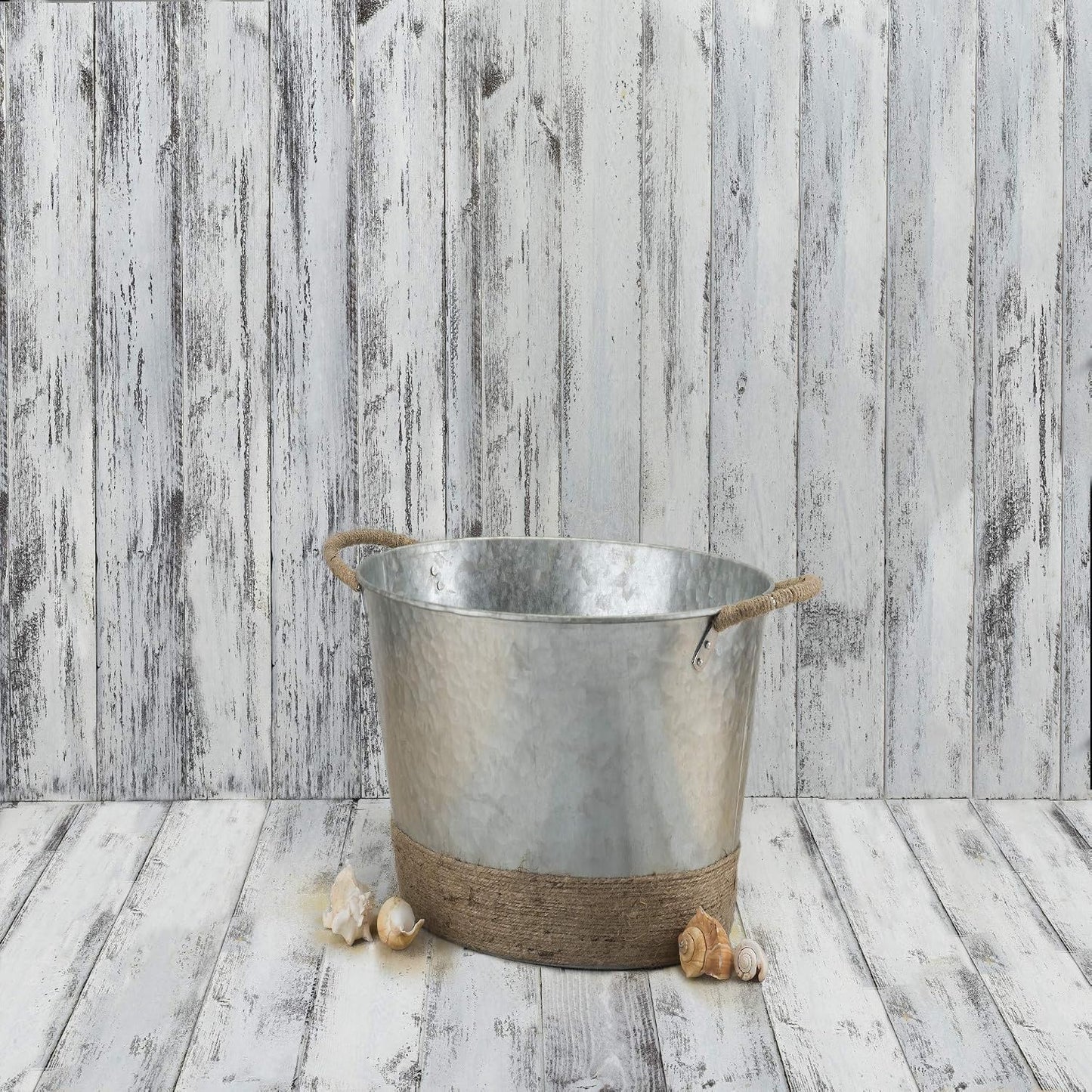 Twine Cheers Beverage Tub, Galvanized Tubs for Entertaining, Drink Buckets for Parties, Large Ice Tub and Gift Basket, Beer Buckets, Cream, 6.3 Gallons Set of 1