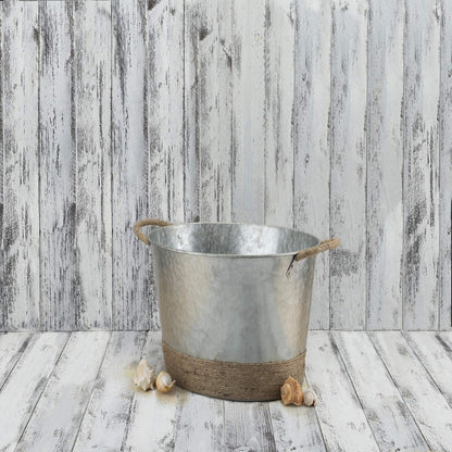Twine Cheers Beverage Tub, Galvanized Tubs for Entertaining, Drink Buckets for Parties, Large Ice Tub and Gift Basket, Beer Buckets, Cream, 6.3 Gallons Set of 1