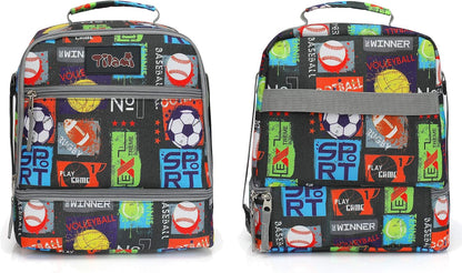 Tilami Lunch Bags Insulated Adjustable Strap Zipper, Two Compartments Cooler Bags, Bento Bags for Kids Toddlers (Blue)