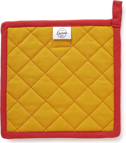 Encasa XO Pot Holders, Quilted Kitchen Hot Pads 8"x8" Black