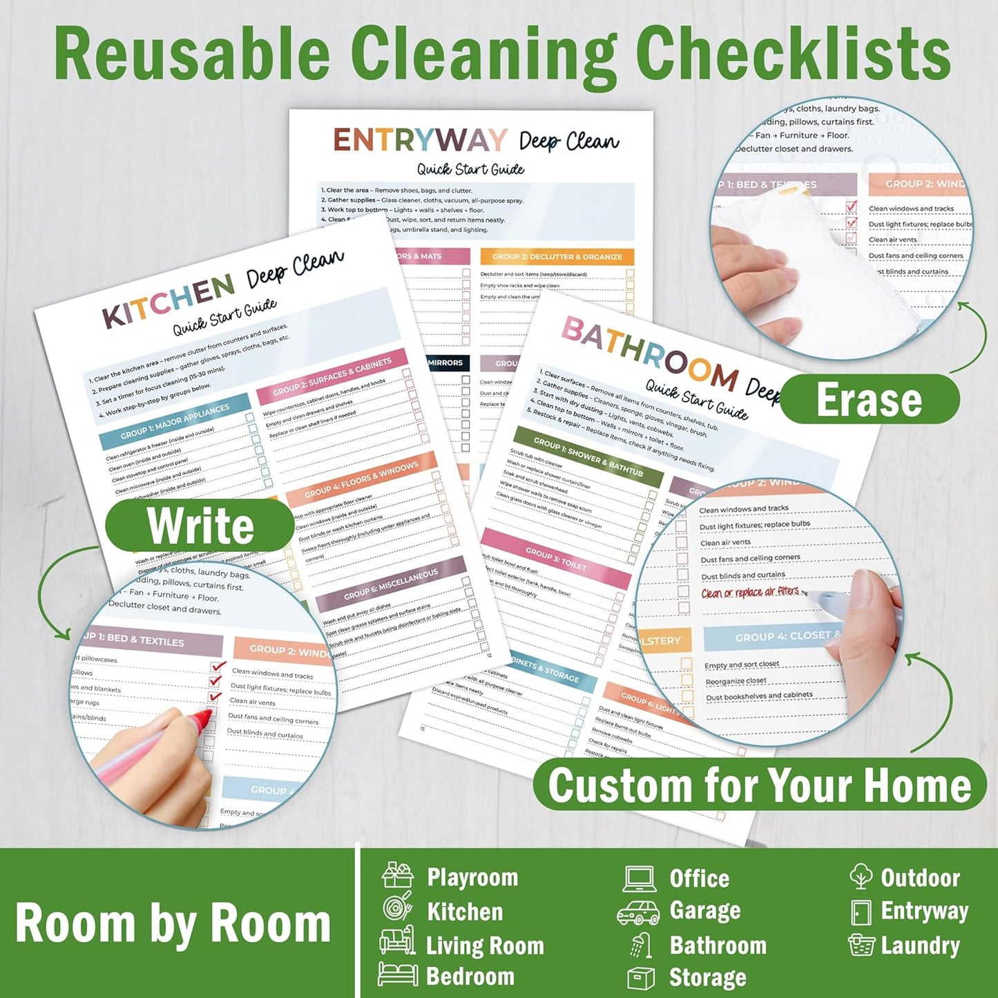 Magnetic Cleaning Schedule and Checklist Dry Erase Board - Reusable Cleaning Schedule for Home, Kitchen & Bathroom | Weekly & Monthly Chore Chart for Adults, Strong Magnet, Easy Erase