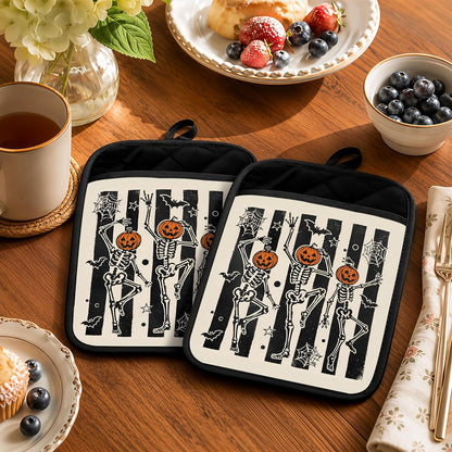 Gothic Cooking Skeleton Chef Pot Holders Heat Resistant