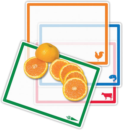 Farberware Flexible Cutting Mats with Food Icons, 11-Inch-by-15-Inch, Set of 4