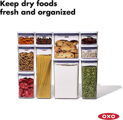 OXO Good Grips 8-Piece Fridge Organization Set & Good Grips 10-Piece POP Container Set, White