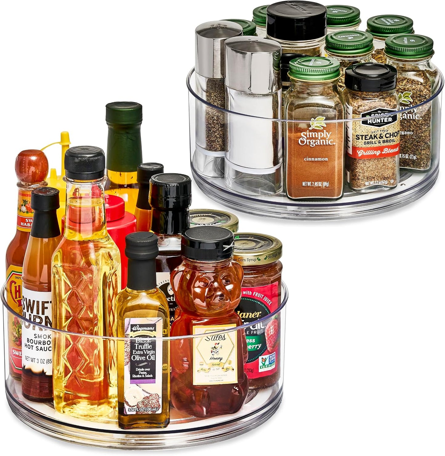 Sorbus 9 Inch Clear Lazy Susan Organizer Set, 2 Flat Turntable Organizer for Spice Organization for Cabinet, 1 Tall Lazy Susan for Kitchen, Home, Office, Closet, Classroom, Laundry Room Organization