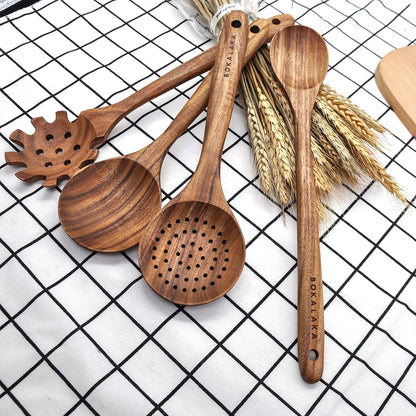 Wooden Spoons for Cooking, Natural Teak Wooden Kitchen Utensils Set Wooden Utensils for Cooking Wooden Cooking Utensils Wooden Spatulas for Cooking (10)