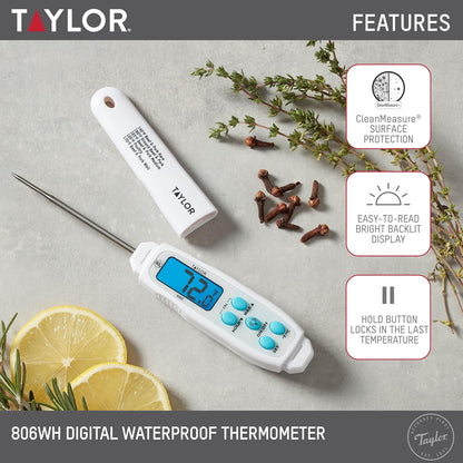 Taylor Digital Instant Read Waterproof Meat Thermometer with Backlight