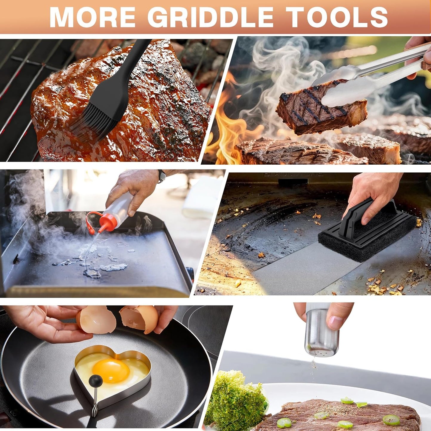 Griddle Accessories Kit, HaSteeL 20Pcs Flat Top Grill Accessories for Camping, Professional ABS Griddle Spatula Grill Tools Set with Melting Dome for Teppanyaki BBQ Outdoor, Perfect Grilling Gifts