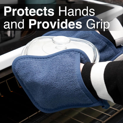 RITZ Terry Pocket Mitt & Hot Pad: Unparalleled Heat Resistant, Durable 100% Cotton – Ergonomically Designed for Optimal Grip – Easy-Care Machine Washable –, Federal Blue