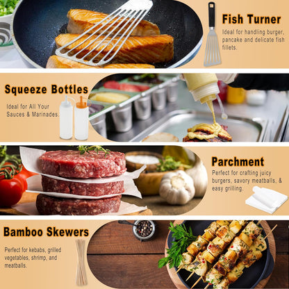 238PCS Premium Griddle Accessories Kit, Griddle Tools for Flat Top Grill with Enlarged Spatulas, Burger Press, Basting Cover & Storage Bag, Flat Top Grill Accessories for Outdoor Barbecue