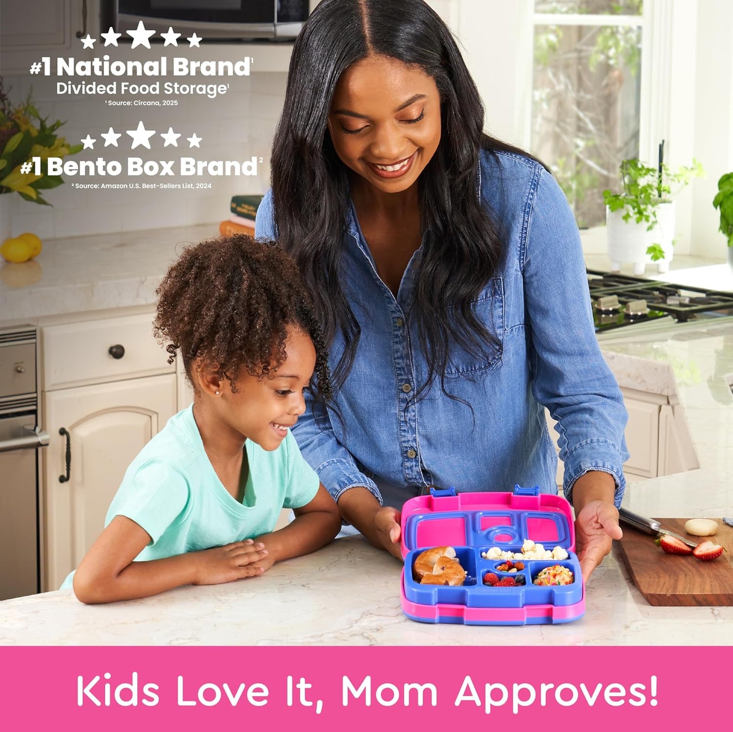 Bentgo Kids Bento-Style 5-Compartment Leak-Proof Lunch Box - Ideal Portion Sizes for Ages 3 to 7 - Durable, Drop-Proof, Dishwasher Safe, PFAS & BPA-Free & Made with Food-Safe Materials (Purple)