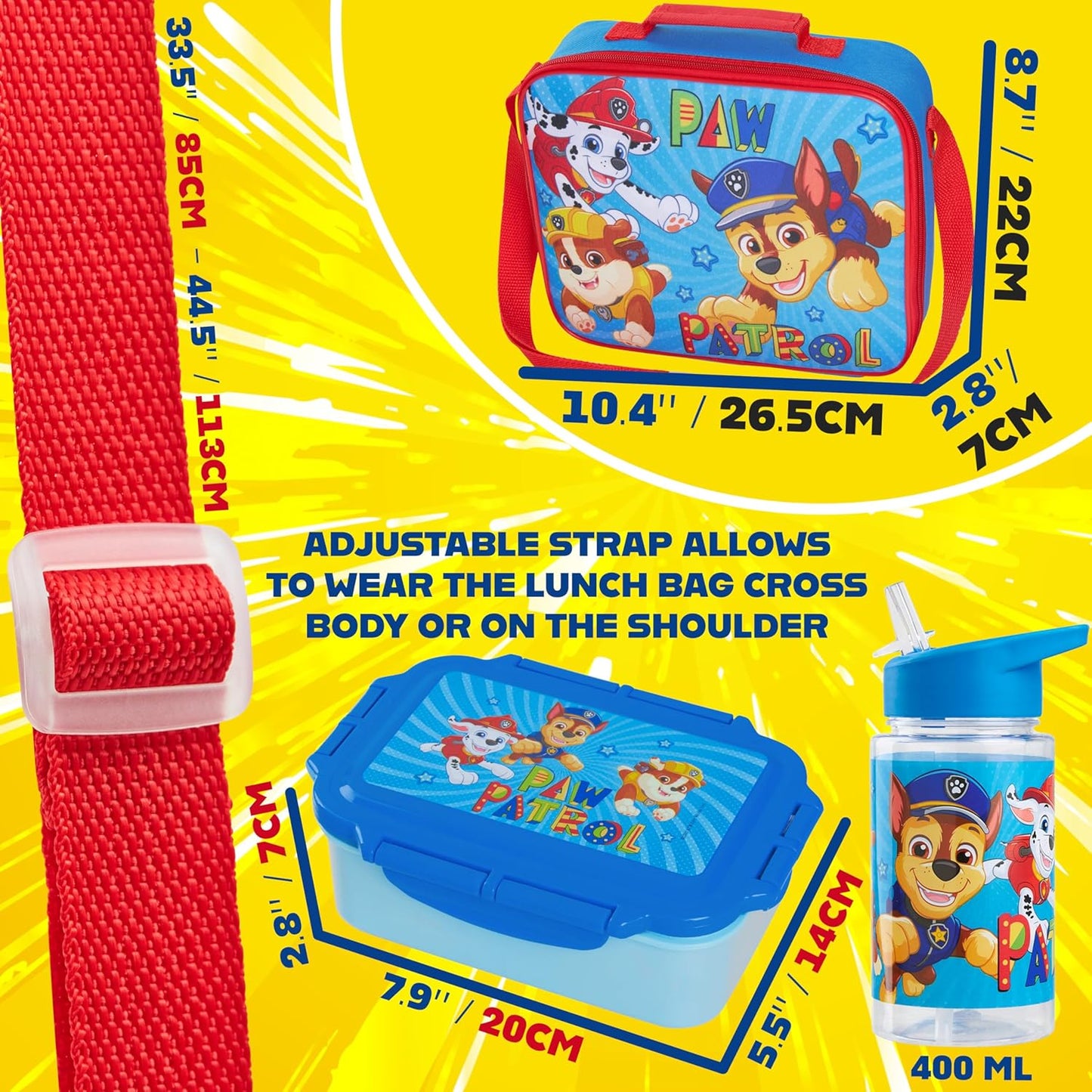Get Trend SpongeBob Squarepants Water Bottle Lunch Box Lunch Bag Kids Set 3 Pcs Insulated Snack Bag for School Travel Gifts for Kids (Blue SpongeBob)