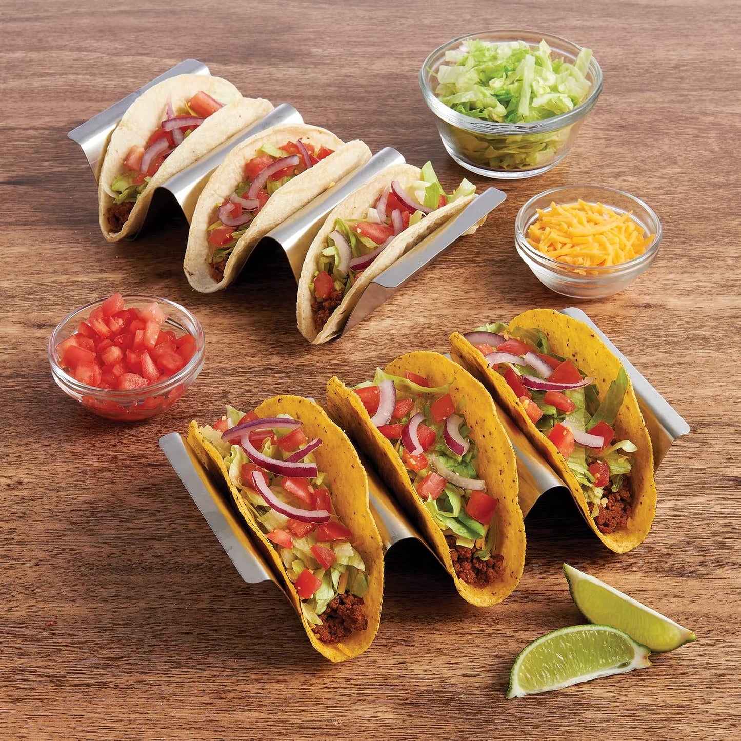 HIC Kitchen Taco Holder Stands, Stainless Steel, Set of 2