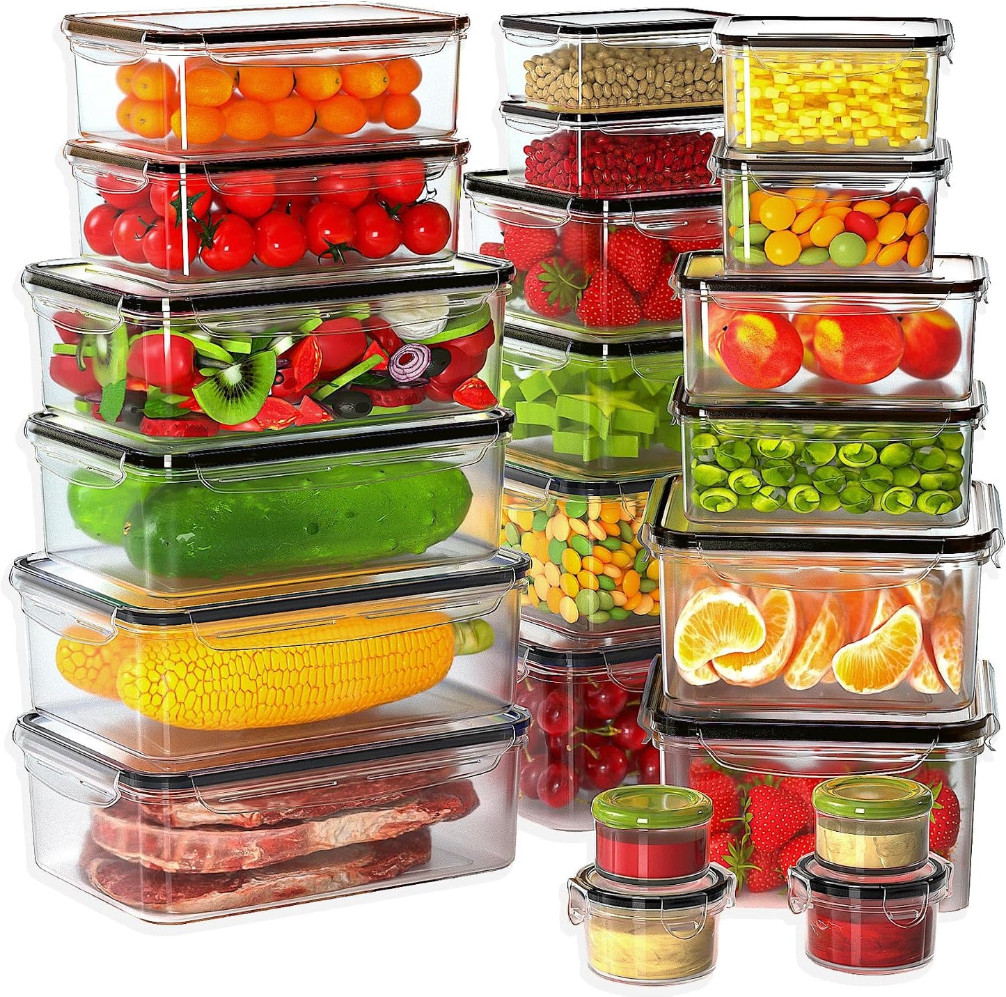 52 PCS Large Food Storage Containers with Lids Airtight, BPA-Free Leakproof Plastic Meal Prep Containers Reusable,Microwave & Dishwasher & Freezer Safe,Includes Labels & Pen