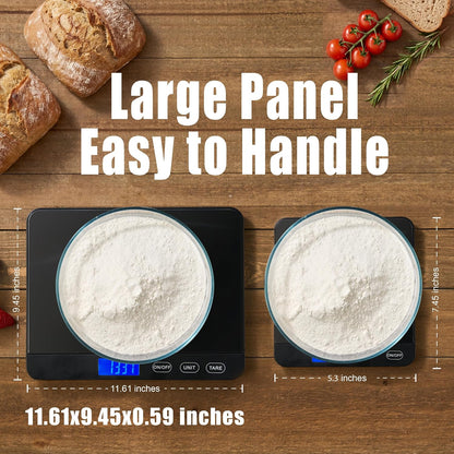 Food Scale 44lb/20kg, Extra-Large Platform Digital Kitchen Scale, 1g/0.1oz High Precision, Stainless Steel/Tempered Glass, Weight Grams and oz for Cooking Baking Meal Prep Sourdough Bread