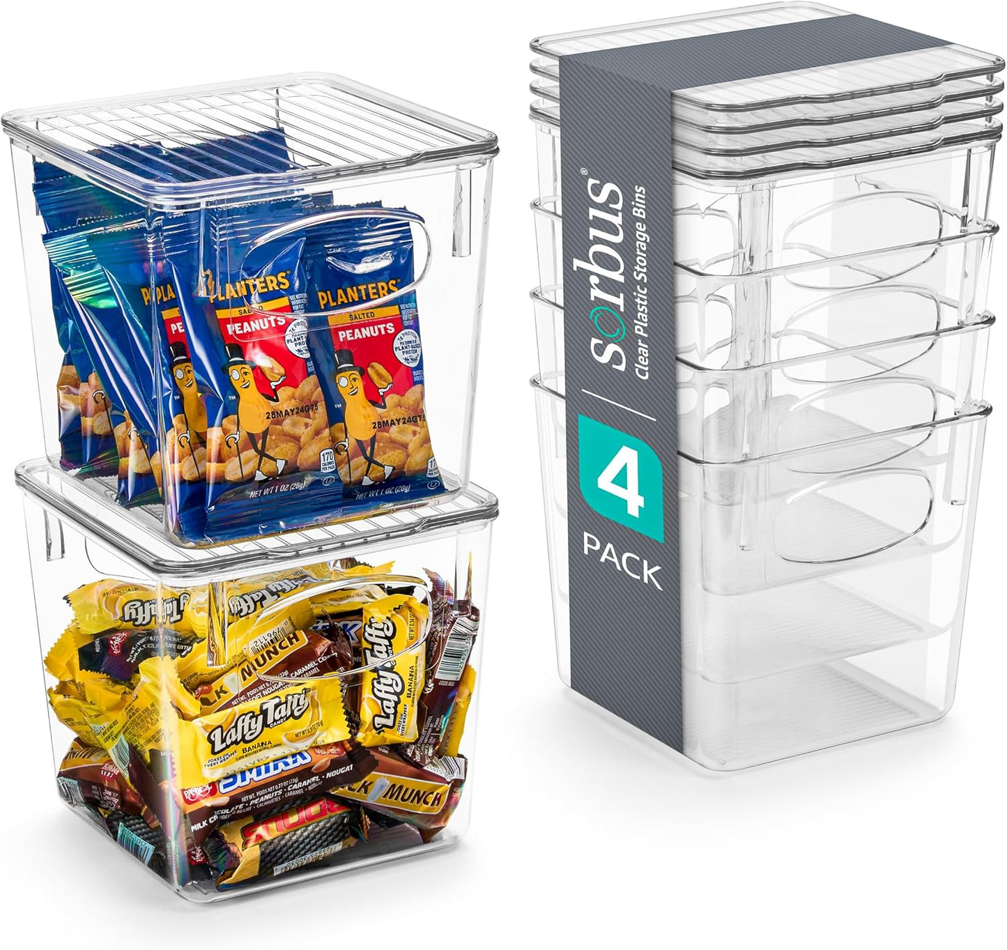Sorbus 8-Pack Small Clear Plastic Storage Bins – Organizers for Kitchen, Pantry, Fridge, Cabinet & Refrigerator