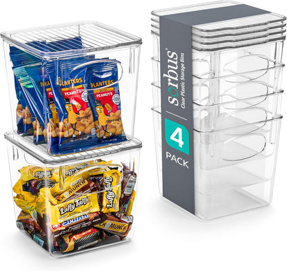 Sorbus 8-Pack Small Clear Plastic Storage Bins – Organizers for Kitchen, Pantry, Fridge, Cabinet & Refrigerator