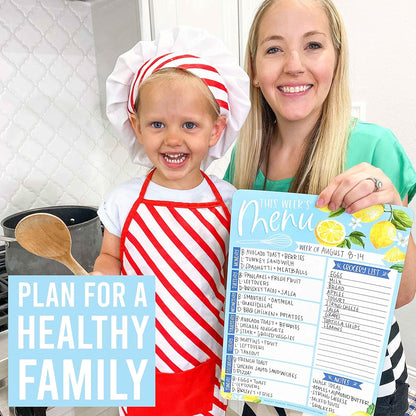 Hadley Designs Lemon Magnetic Weekly Meal Planner Dry Erase Board for Refrigerator - Weekly Dinner Menu Board for Kitchen Conversion Chart Magnet, Grocery List