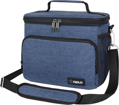 opux Insulated Lunch Bag for Men Women, Large Dual Compartment Cooler Bag, Soft Two Deck Lunch Box for Work School Picnic, Leakproof Lunch Tote with Shoulder Strap for Kid Adult (Purple, Double Deck)