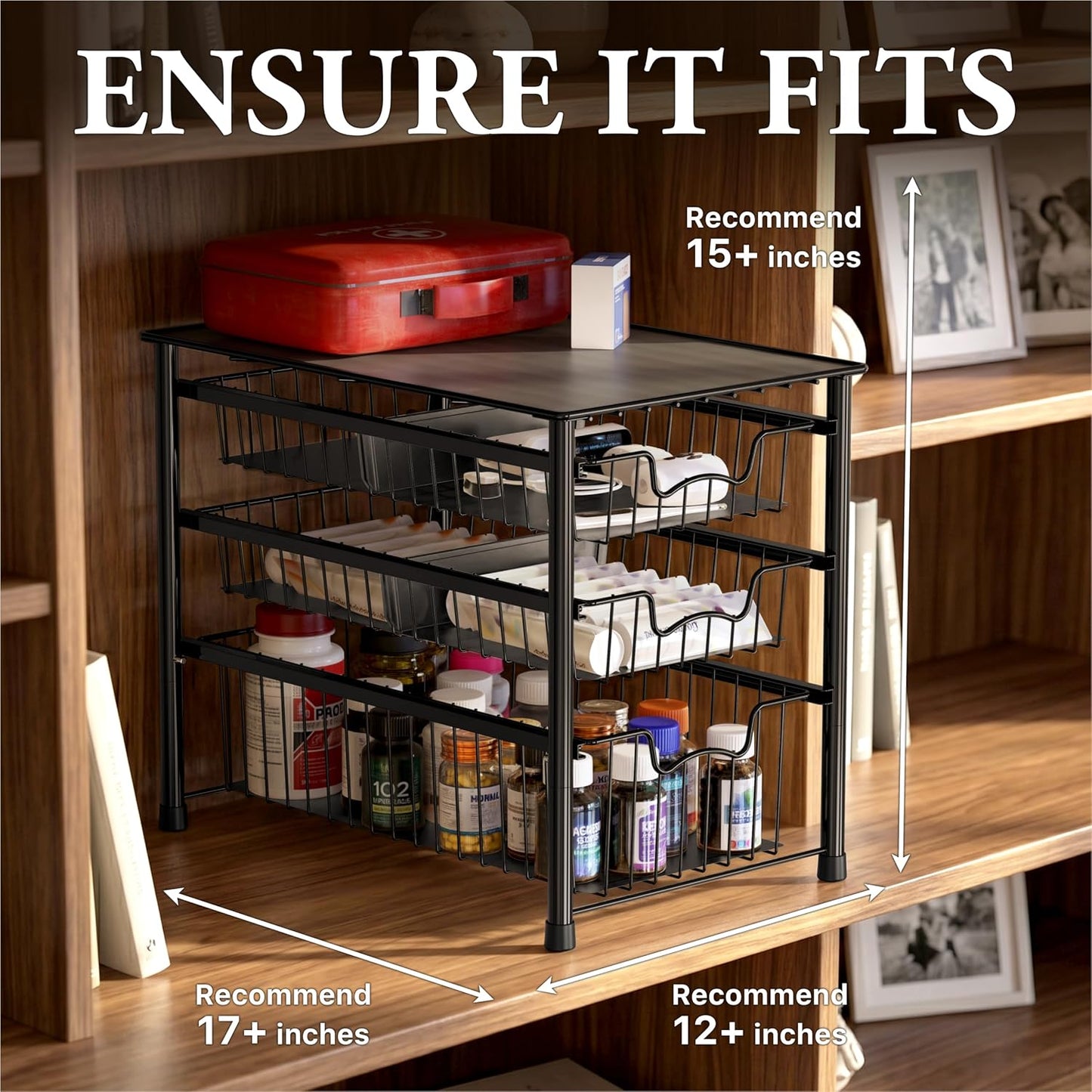 Simple Houseware Stackable Basket Drawer, Chrome