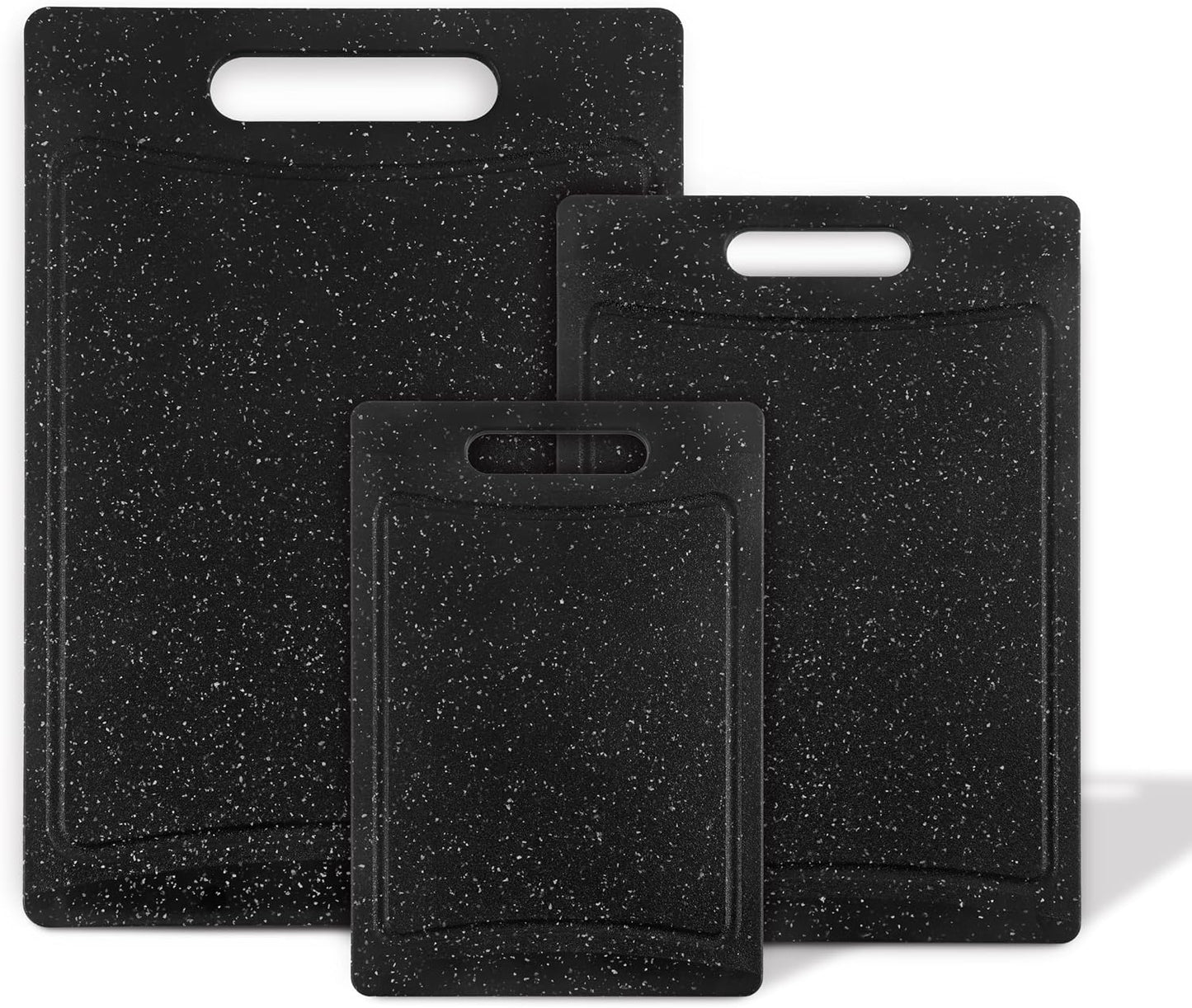 COOK WITH COLOR Non-Slip Cutting Board Set – Kitchen Essentials with Easy Grip Handle for Meat, Veggies, and Fruits, 3 Cutting Boards, Speckled White