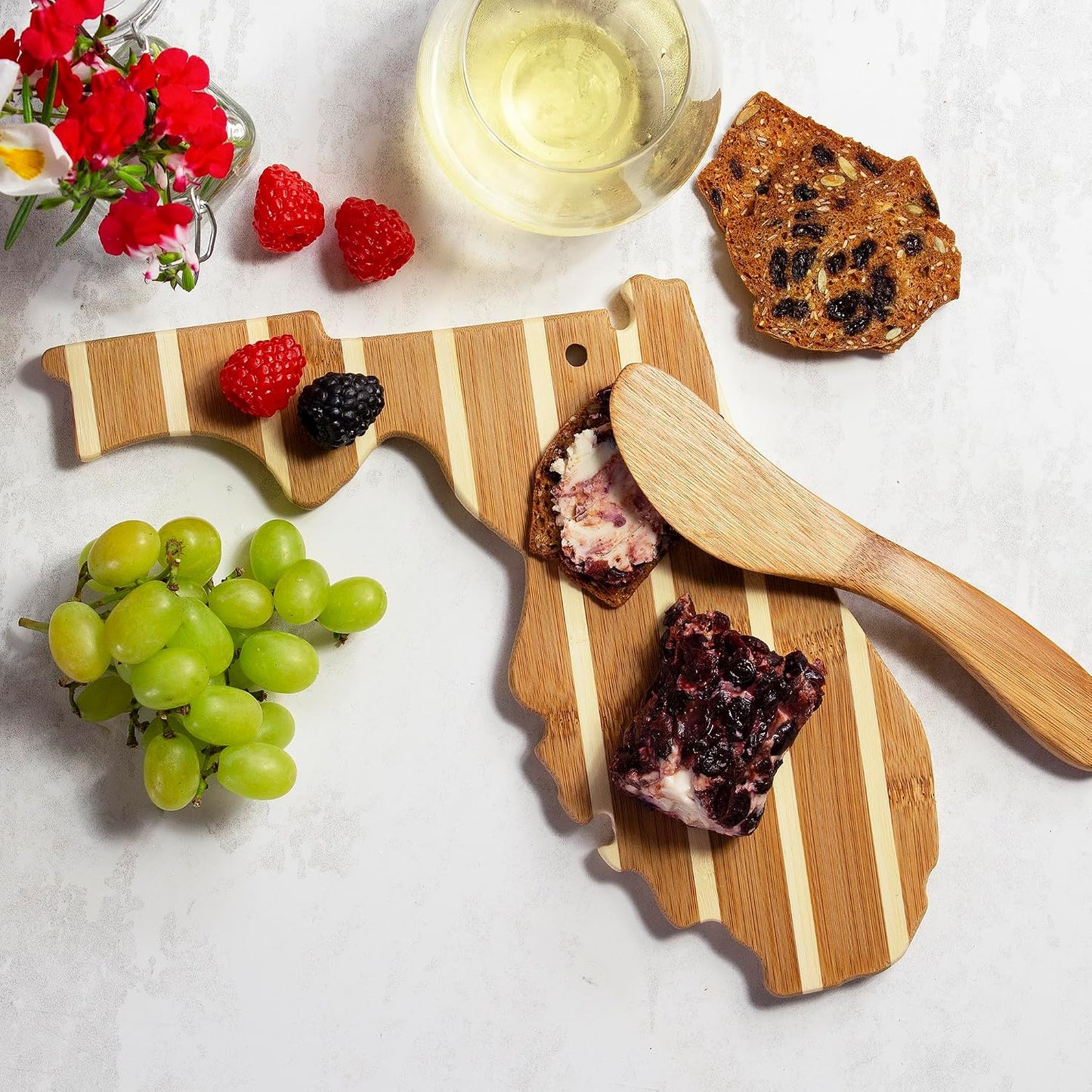 Totally Bamboo California Charcuterie Board with Spreader Knife Gift Set, 11-3/8" x 8-7/8"