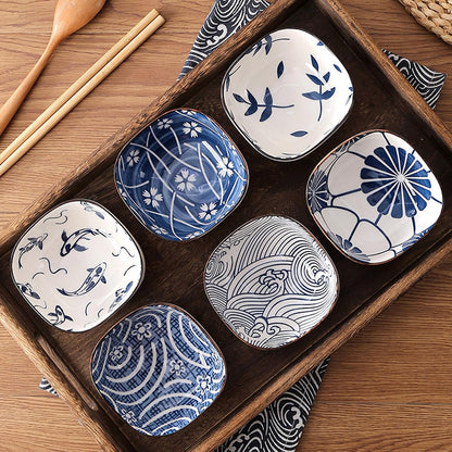 Small Ceramic Dipping Bowls, 5OZ, Blue Ocean, Set of 6