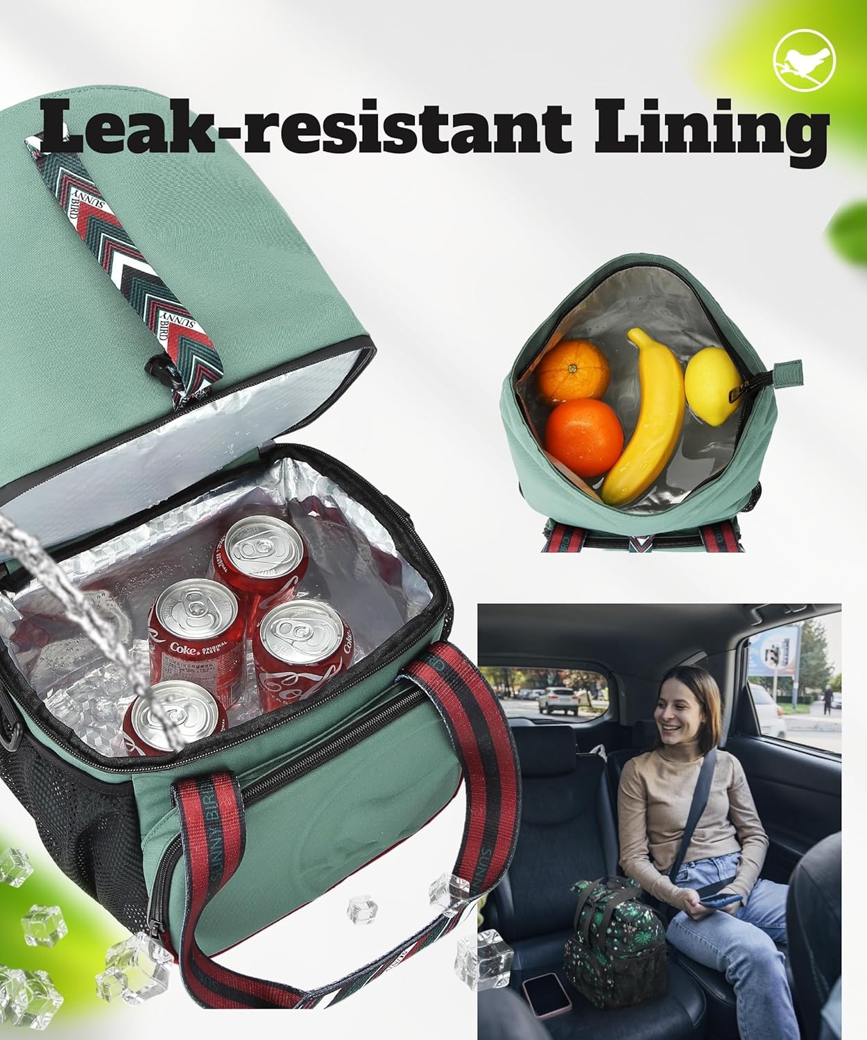 SUNNY BIRD Dual Compartment Lunch Bag Insulated Lunch Box for Women and Men (Purple)