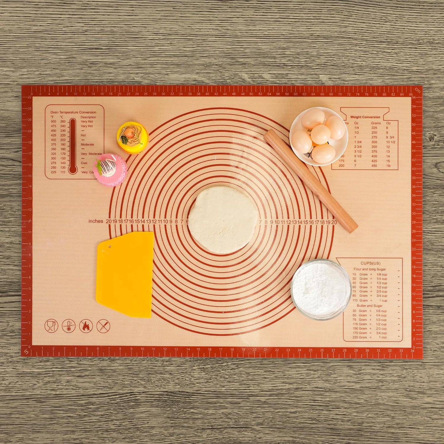 UWILLION Silicone Pastry Mat 36 x 24 Inch Extra Large Baking Mat with Measurement for Counter Dough, Rolling, Fondant, Pie Crust
