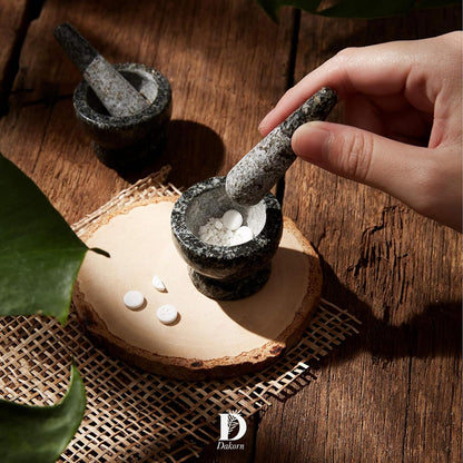Mortar and Pestle Set, Granite with Unpolished Inside, Tiny Size, 1.9"