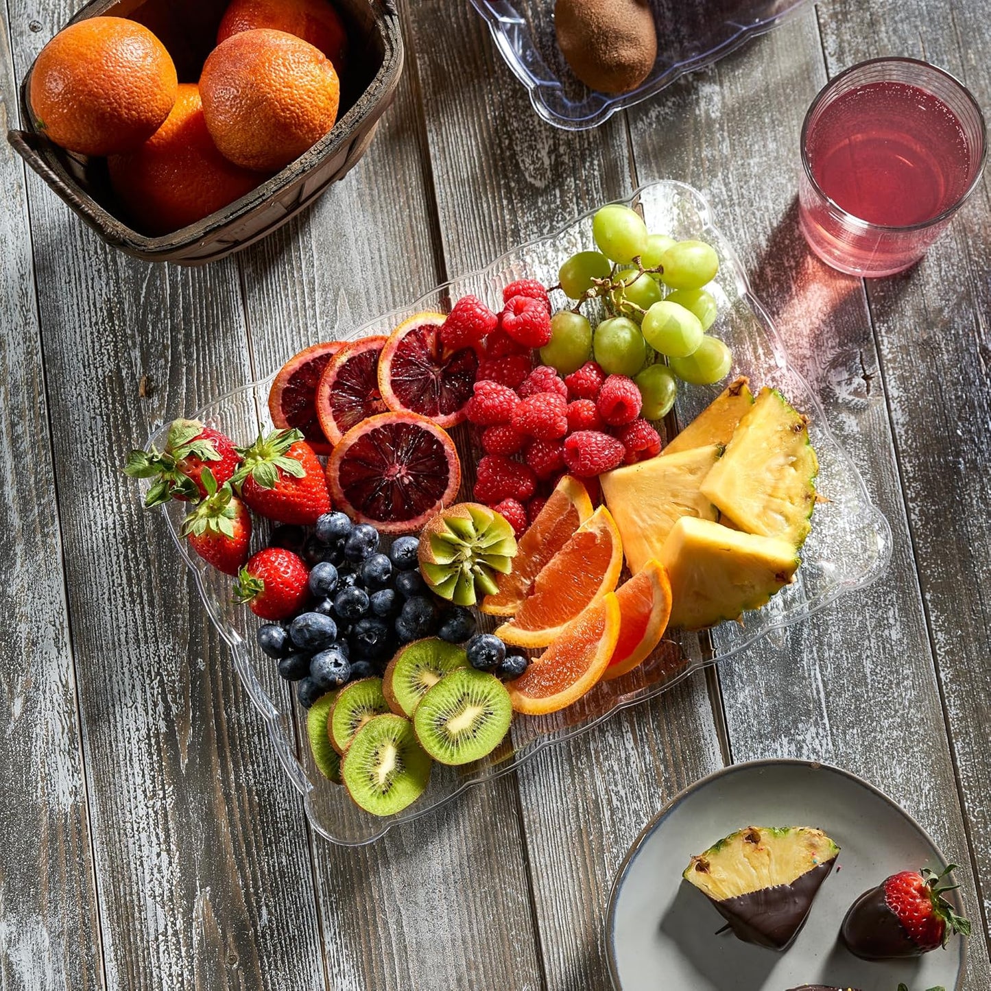 Plasticpro Plastic Serving Trays - Serving Platters Rectangle 9X13 Disposable Party Dish 4 Black Trays