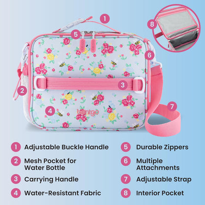 Bentgo Kids Lunch Bag - Durable, Double-Insulated Lunch Bag for Kids 3+; Holds Lunch Box, Water Bottle, & Snacks; Easy-Clean Water-Resistant Fabric & Multiple Zippered Pockets (Mermaid)