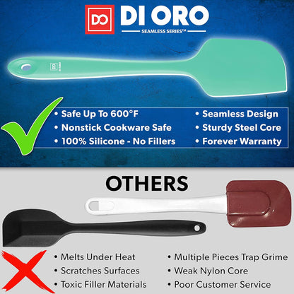 DI ORO Silicone Spatula Set - Rubber Kitchen Spatulas for Baking, Cooking, & Mixing - 600°F Heat-Resistant & BPA Free Silicone Scraper Spatulas for Nonstick Cookware - Dishwasher Safe (3pc, Black)
