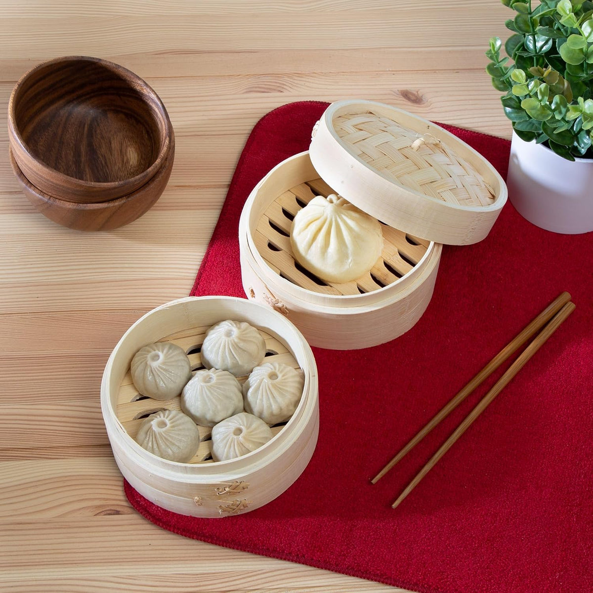 Joyce Chen 2-Tier Bamboo Steamer Baskets, 10-Inch