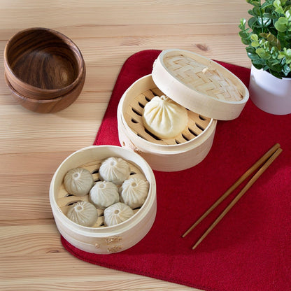Joyce Chen 2-Tier Bamboo Steamer Baskets, 10-Inch